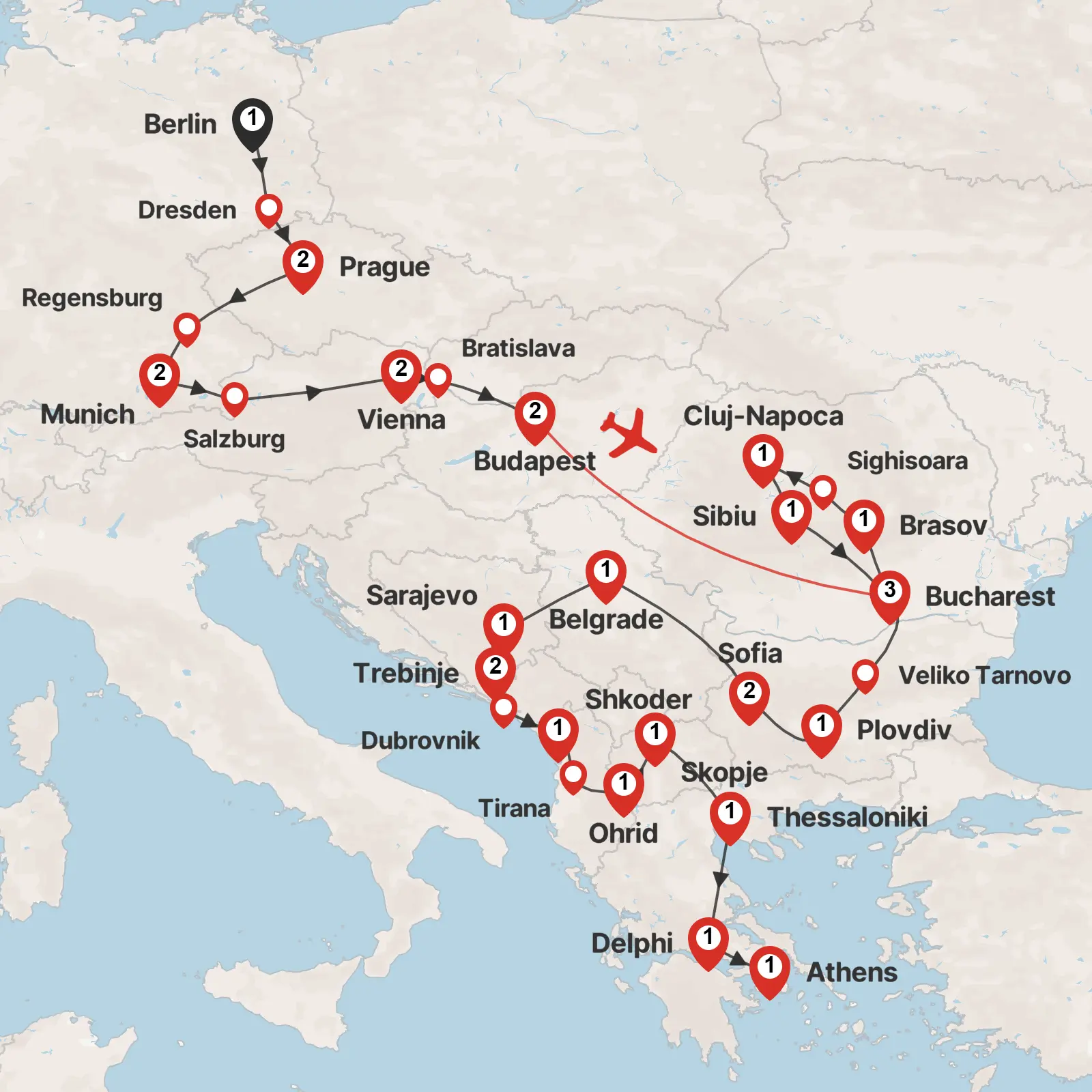 Trip map & itinerary