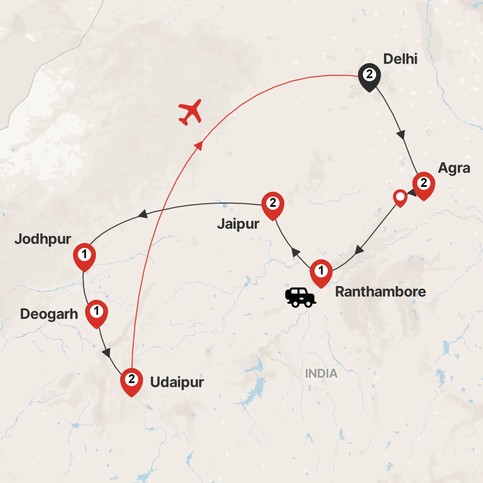 Trip map & itinerary