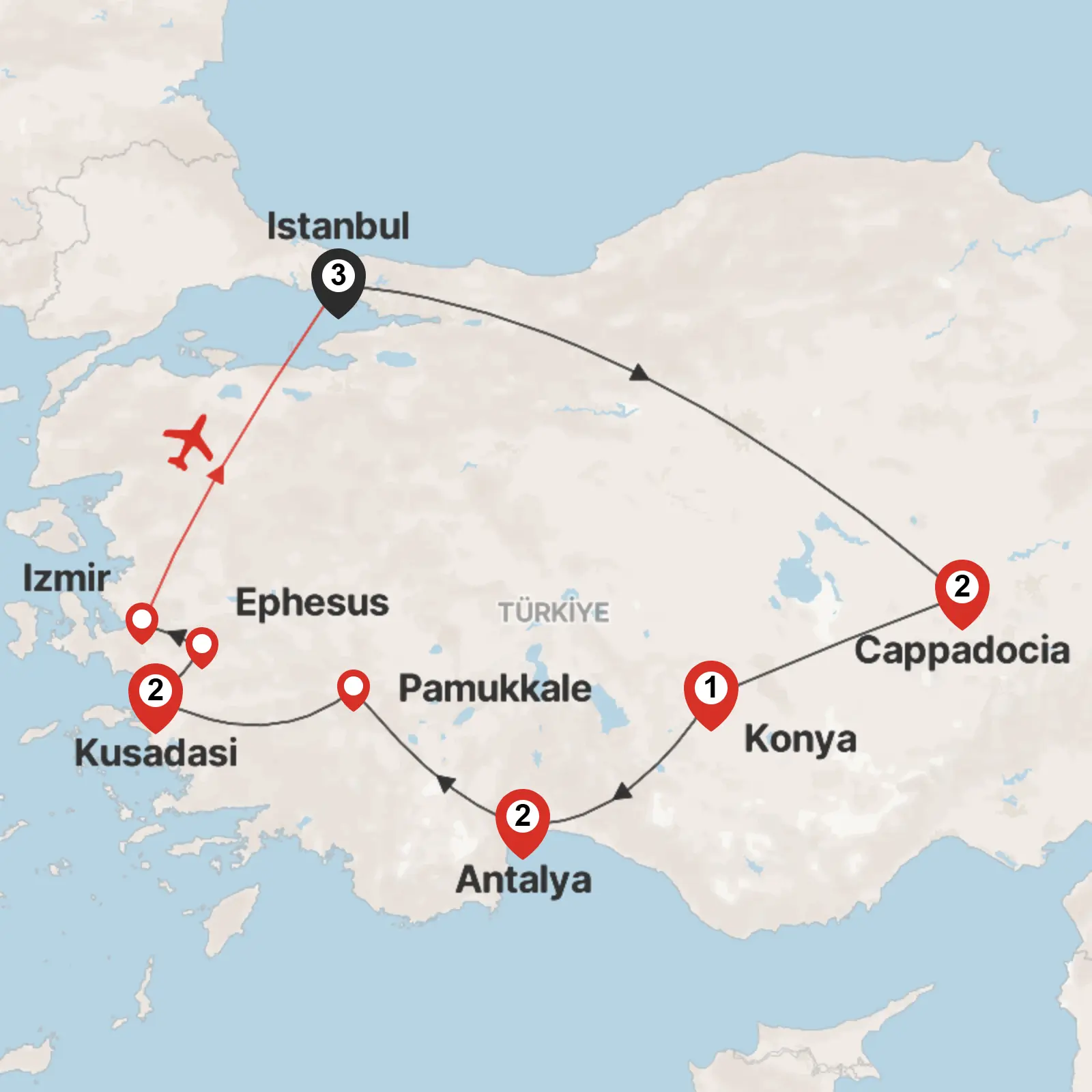 Trip map & itinerary