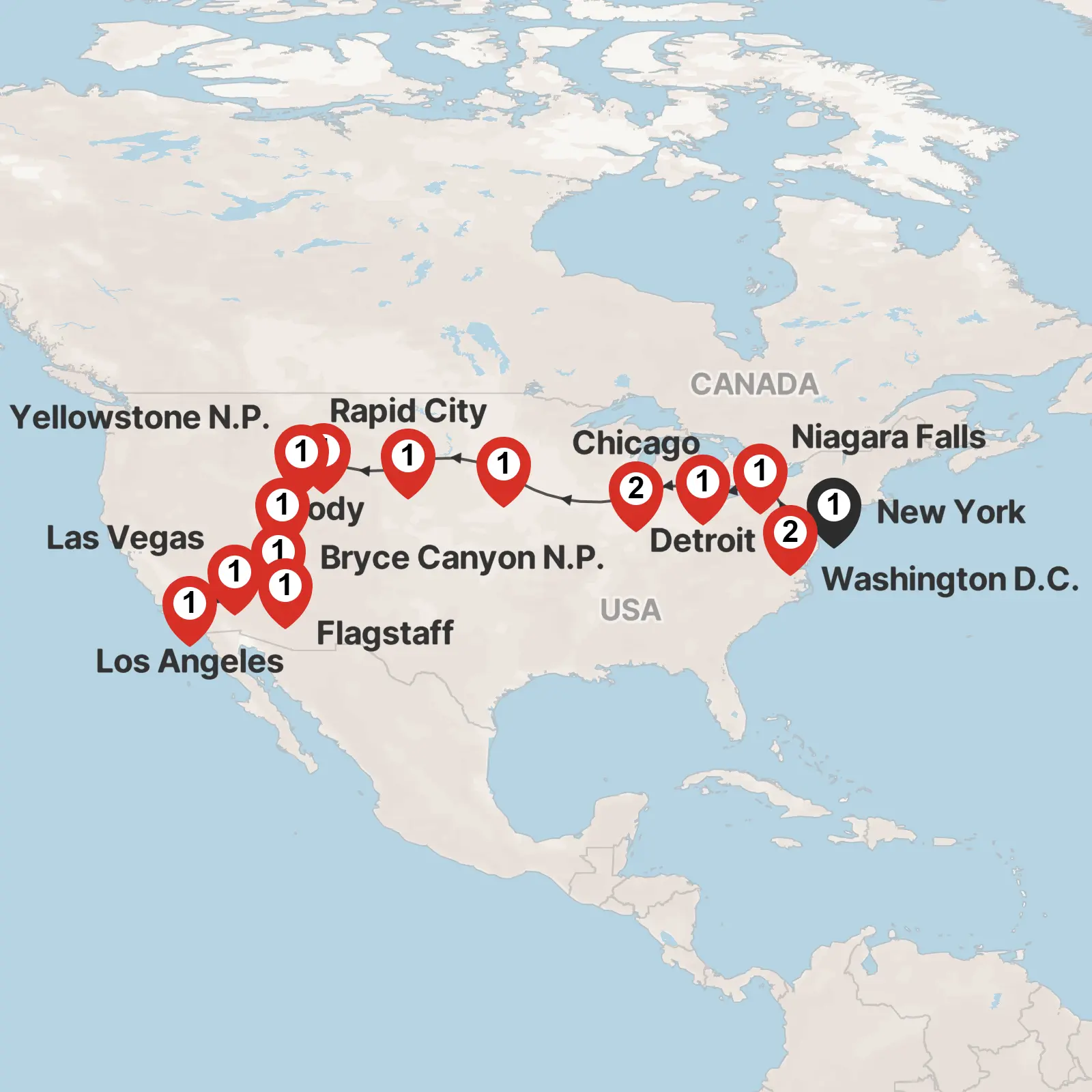 Trip map & itinerary
