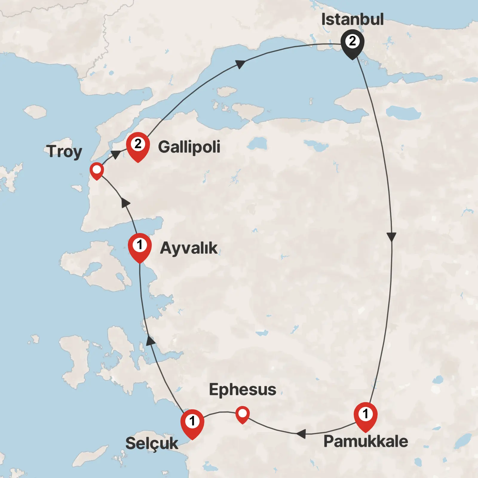 Trip map & itinerary