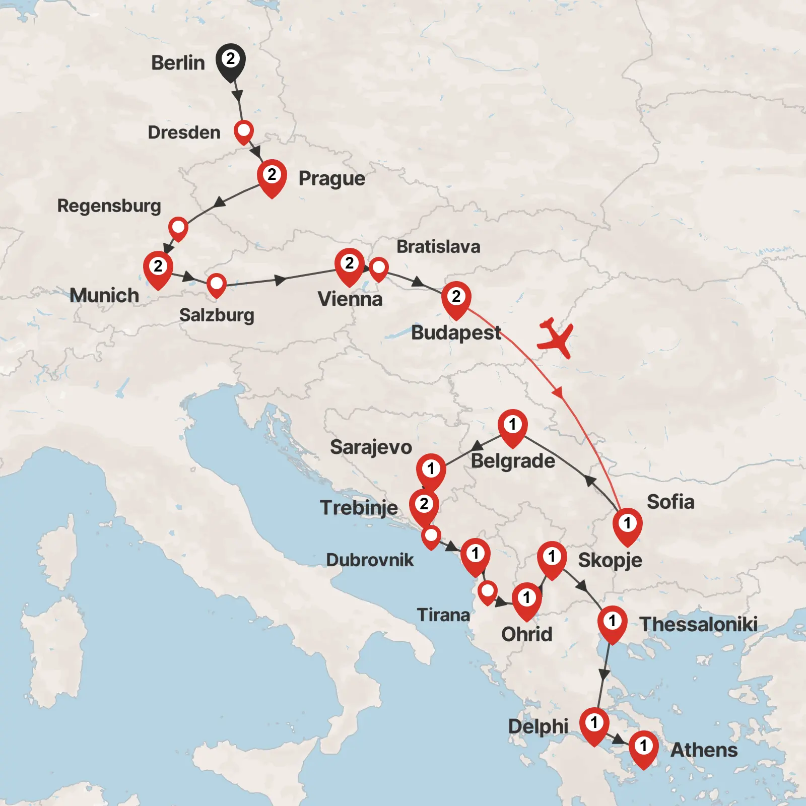 Trip map & itinerary