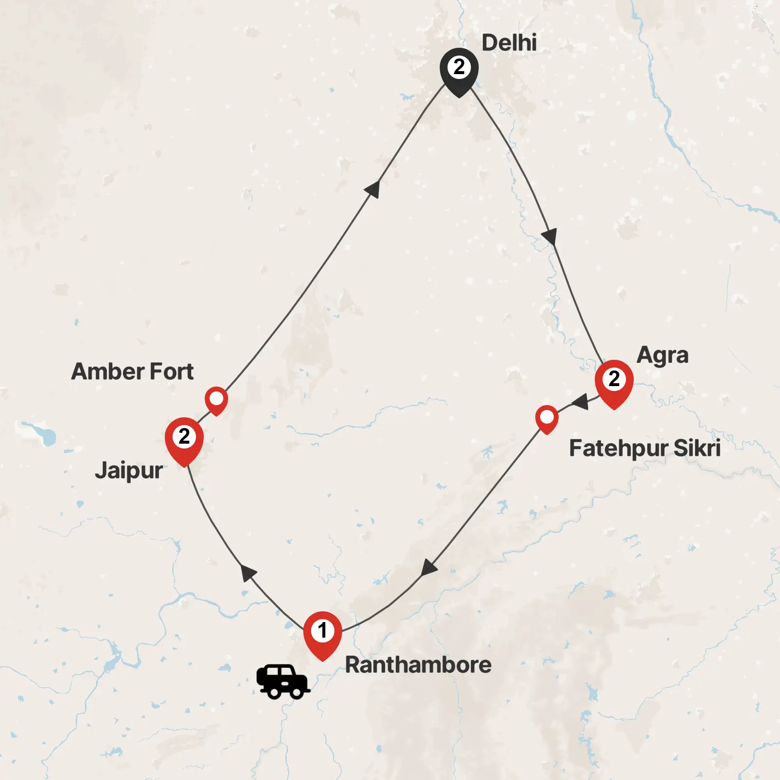 Trip map & itinerary